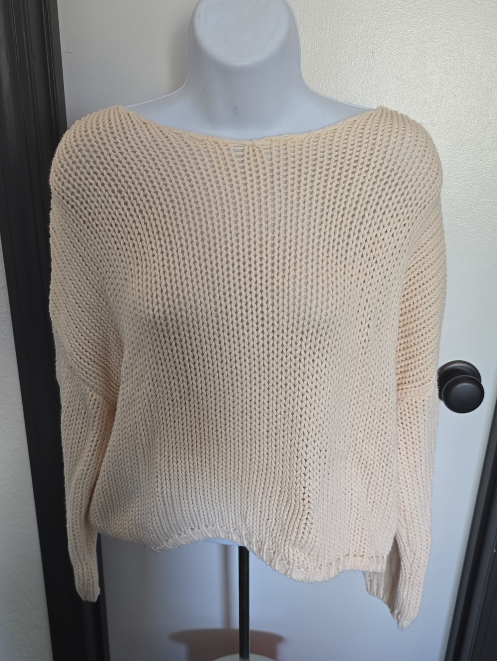 Women's Cream Boatneck Knit Sweater